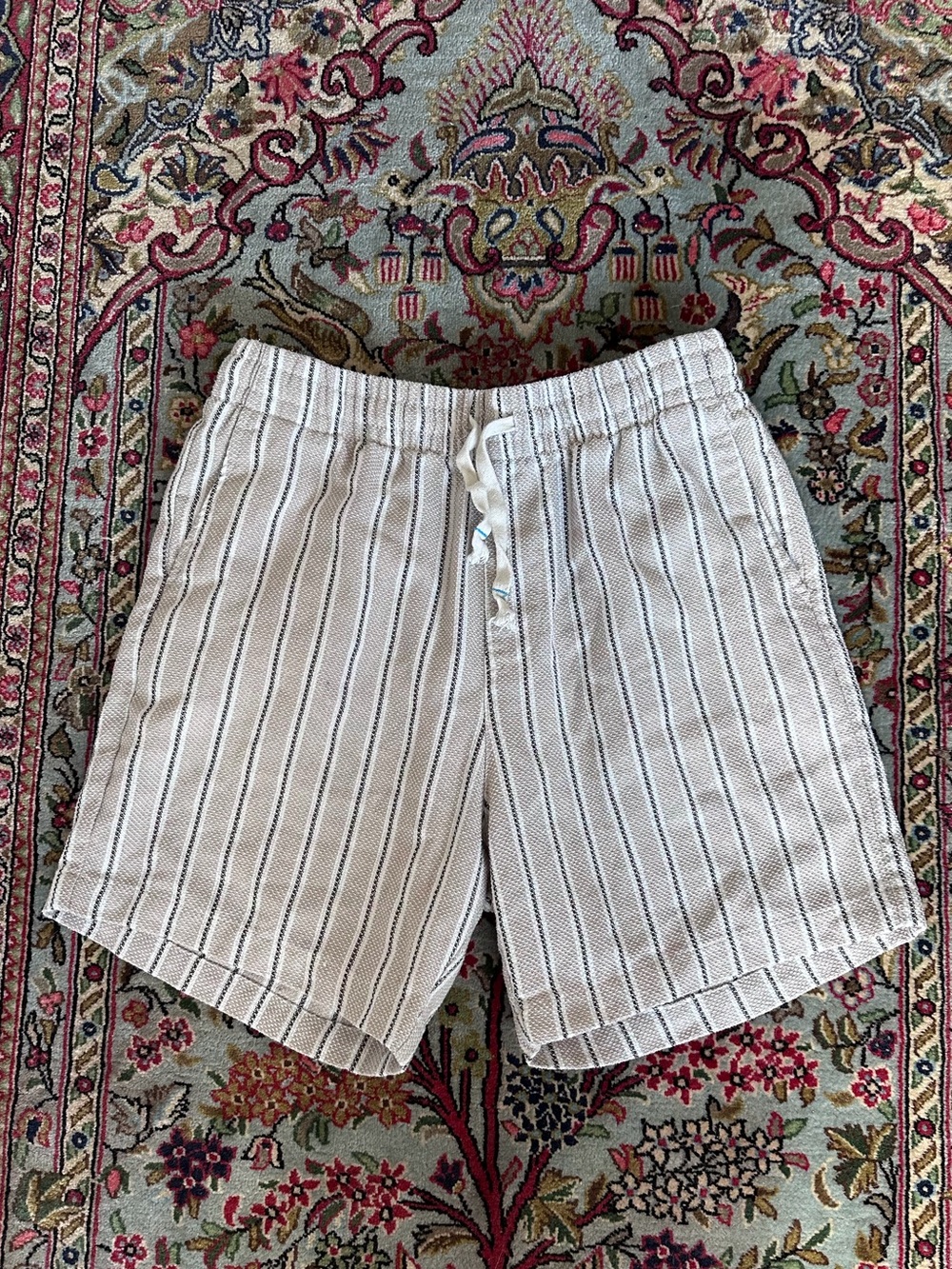 Islandhaze Men's White Shorts with Black Stripe Detail